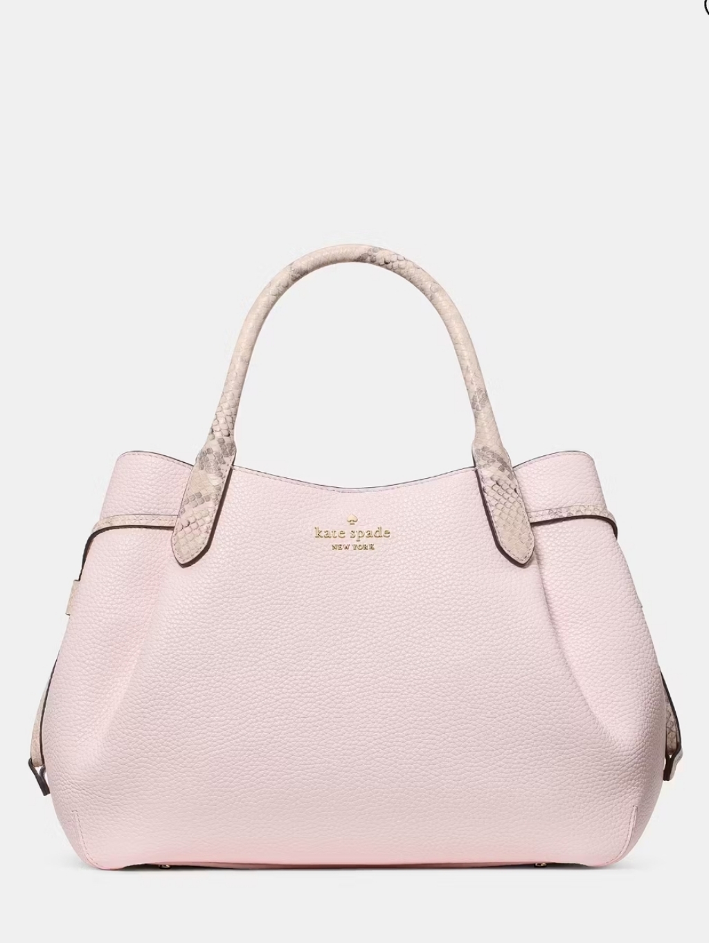 Kate Spade Dumpling Snake Embossed Large Satchel Bag, Shimmer Pink Multi
